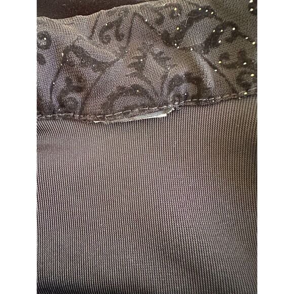 Vintage Y2k Black Velvet Top with Sheer Sleeves Collared V-Neck Long Sleeve XS - Picture 3 of 6